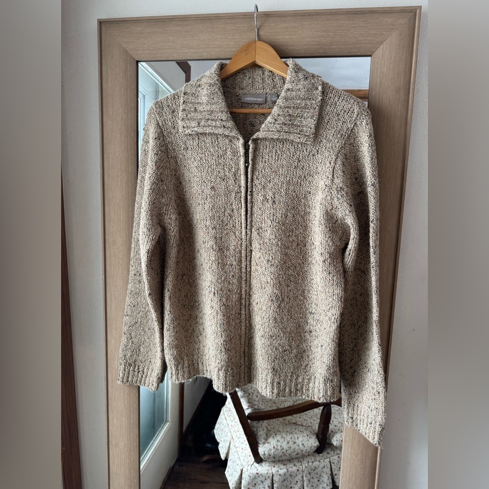Croft and Barrow Neutral Collared Knit Large Cottage core Granola Girl